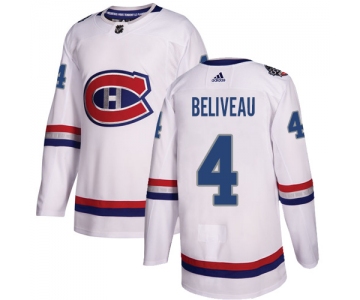 Adidas Canadiens #4 Jean Beliveau White Authentic 2017 100 Classic Stitched NHL Jersey