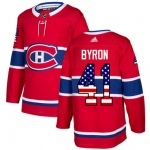 Adidas Canadiens #41 Paul Byron Red Home Authentic USA Flag Stitched NHL Jersey