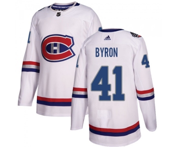 Adidas Canadiens #41 Paul Byron White Authentic 2017 100 Classic Stitched NHL Jersey