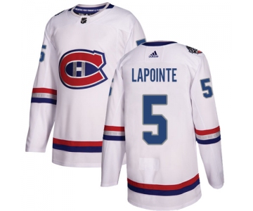 Adidas Canadiens #5 Guy Lapointe White Authentic 2017 100 Classic Stitched NHL Jersey