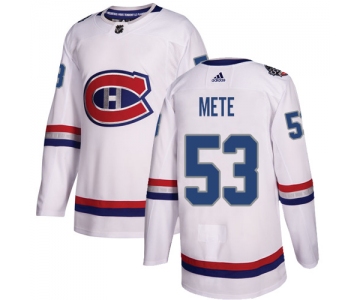 Adidas Canadiens #53 Victor Mete White Authentic 2017 100 Classic Stitched NHL Jersey