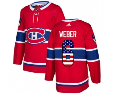 Adidas Canadiens #6 Shea Weber Red Home Authentic USA Flag Stitched NHL Jersey