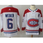 Adidas Canadiens #6 Shea Weber White Road Authentic Stitched NHL Jersey