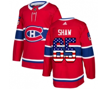 Adidas Canadiens #65 Andrew Shaw Red Home Authentic USA Flag Stitched NHL Jersey