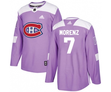 Adidas Canadiens #7 Howie Morenz Purple Authentic Fights Cancer Stitched NHL Jersey