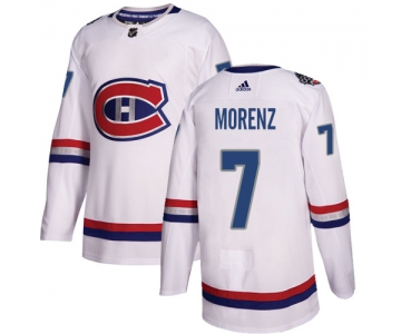 Adidas Canadiens #7 Howie Morenz White Authentic 2017 100 Classic Stitched NHL Jersey