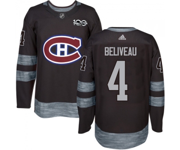 Canadiens #4 Jean Beliveau Black 1917-2017 100th Anniversary Stitched NHL Jersey