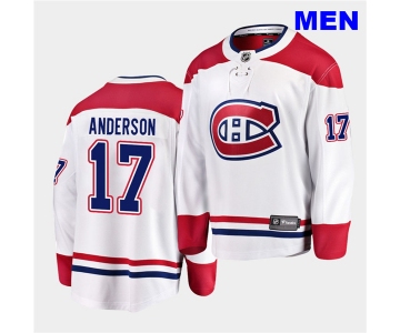 Men's Montreal Canadiens #17 Josh Anderson 2020-21 Away White Breakaway Player WhiteJersey
