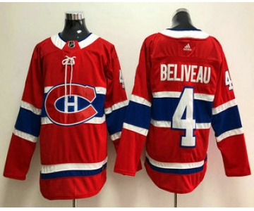 Men's Montreal Canadiens #4 Jean Beliveau Red 2017-2018 Hockey Stitched NHL Jersey