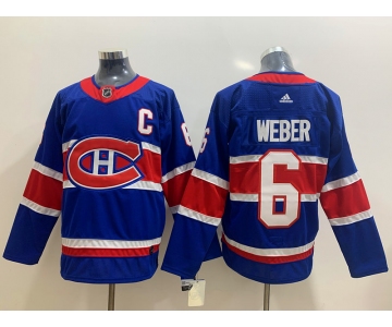 Men's Montreal Canadiens #6 Shea Weber Blue Adidas 2020-21 Alternate Authentic Player NHL Jersey