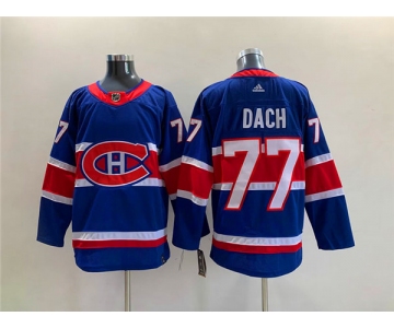 Men's Montreal Canadiens #77 Kirby Dach Blue Stitched Jersey
