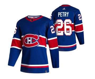 Montreal Canadiens #26 Jeff Petry Blue Men's Adidas 2020-21 Reverse Retro Alternate NHL Jersey