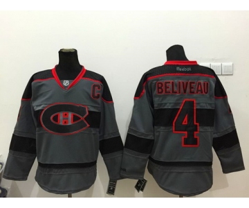 Montreal Canadiens #4 Jean Beliveau Charcoal Gray Jersey
