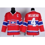 Montreal Canadiens #4 Jean Beliveau Red Throwback CCM Jersey