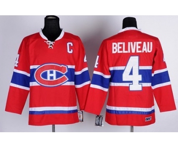 Montreal Canadiens #4 Jean Beliveau Red Throwback CCM Jersey