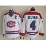 Montreal Canadiens #4 Jean Beliveau White CCM Vintage Throwback Jersey