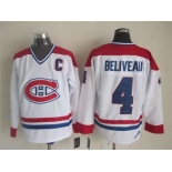 Montreal Canadiens #4 Jean Beliveau White CCM Vintage Throwback Jersey