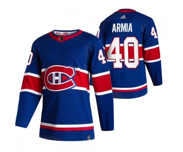 Montreal Canadiens #40 Joel Armia Blue Men's Adidas 2020-21 Reverse Retro Alternate NHL Jersey