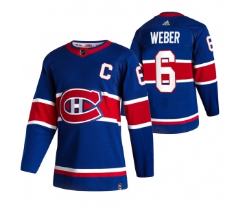 Montreal Canadiens #6 Shea Weber Blue Men's Adidas 2020-21 Reverse Retro Alternate NHL Jersey