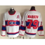 Montreal Canadiens #79 Andrei Markov White Throwback CCM Jersey