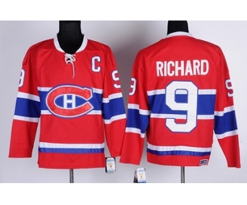 Montreal Canadiens #9 Maurice Richard Red Throwback CCM Jersey