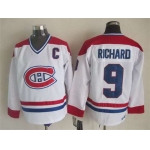 Montreal Canadiens #9 Maurice Richard White CCM Vintage Throwback Jersey