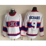 Montreal Canadiens #9 Maurice Richard White Throwback CCM Jersey