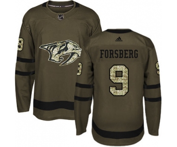 Adidas Nashville Predators #9 Filip Forsberg Green Salute to Service Stitched Youth NHL Jersey