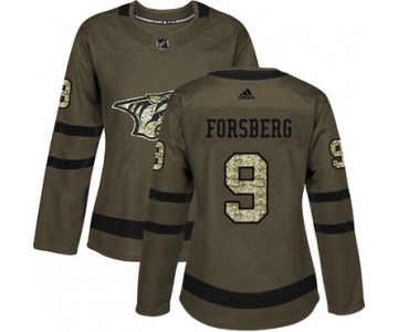 Adidas Nashville Predators #9 Filip Forsberg Green Salute to Service Women's Stitched NHL Jersey