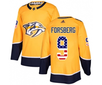 Adidas Predators #9 Filip Forsberg Yellow Home Authentic USA Flag Stitched NHL Jersey