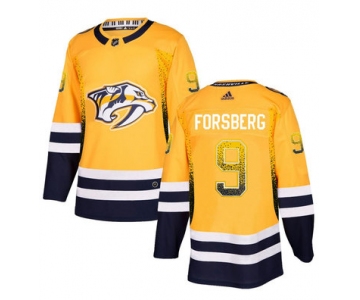 Men's Nashville Predators #9 Filip Forsberg Gold Drift Fashion Adidas Jersey