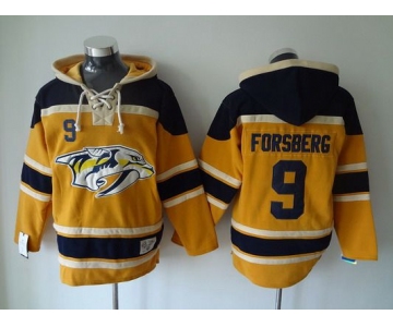 Men's Nashville Predators #9 Filip Forsberg Old Time Hockey Yellow Hoodie
