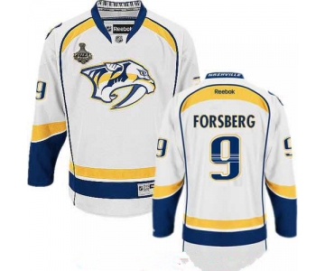 Men's Nashville Predators #9 Filip Forsberg White 2017 Stanley Cup Finals Patch Stitched NHL Reebok Hockey Jersey