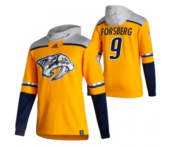 Nashville Predators #9 Filip Forsberg Adidas Reverse Retro Pullover Hoodie Gold