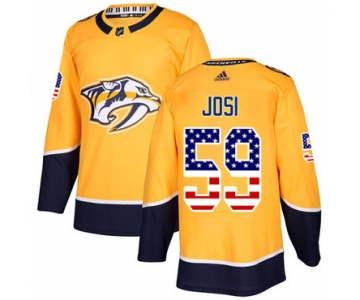 Adidas Nashville Predators #59 Roman Josi Yellow Home Authentic USA Flag Stitched Youth NHL Jersey