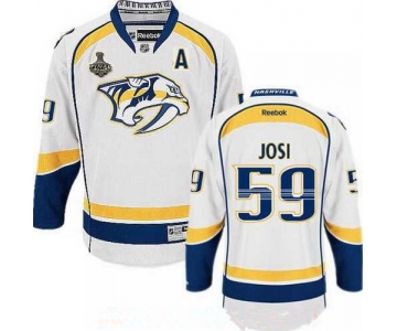 Men's Nashville Predators #59 Roman Josi White 2017 Stanley Cup Finals A Patch Stitched NHL Reebok Hockey Jersey