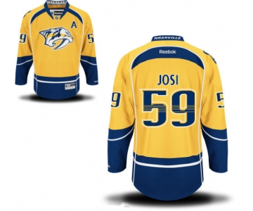 Men's Nashville Predators #59 Roman Josi Yellow Home A Patch Stitched NHL Reebok Hockey Jersey