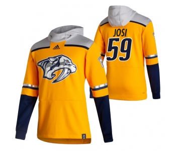 Nashville Predators #59 Roman Josi Adidas Reverse Retro Pullover Hoodie Gold