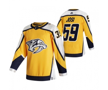 Nashville Predators #59 Roman Josi Yellow Men's Adidas 2020-21 Reverse Retro Alternate NHL Jersey