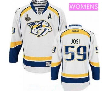 Women's Nashville Predators #59 Roman Josi White 2017 Stanley Cup Finals A Patch Stitched NHL Reebok Hockey Jersey