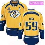 Women's Nashville Predators #59 Roman Josi Yellow 2017 Stanley Cup Finals A Patch Stitched NHL Reebok Hockey Jersey
