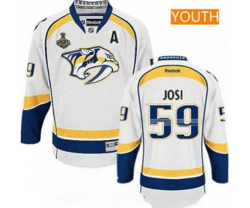 Youth Nashville Predators #59 Roman Josi White 2017 Stanley Cup Finals A Patch Stitched NHL Reebok Hockey Jersey