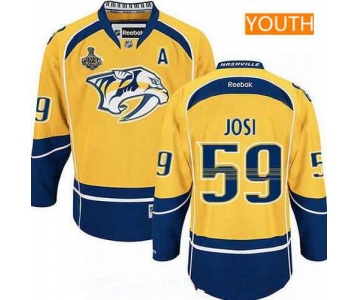 Youth Nashville Predators #59 Roman Josi Yellow 2017 Stanley Cup Finals A Patch Stitched NHL Reebok Hockey Jersey