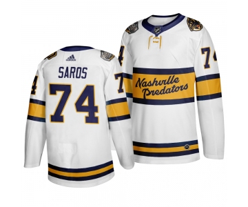 Men's Nashville Predators 74 Juuse Saros White 2020 Winter Classic Adidas Jersey