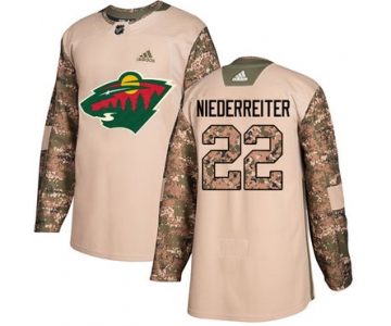 Adidas Minnesota Wild #22 Nino Niederreiter Camo Authentic 2017 Veterans Day Stitched Youth NHL Jersey