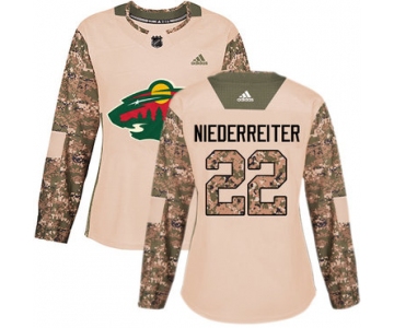 Adidas Minnesota Wild #22 Nino Niederreiter Camo Authentic 2017 Veterans Day Women's Stitched NHL Jersey