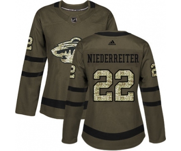 Adidas Minnesota Wild #22 Nino Niederreiter Green Salute to Service Women's Stitched NHL Jersey