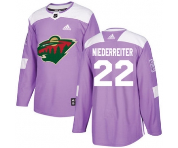 Adidas Minnesota Wild #22 Nino Niederreiter Purple Authentic Fights Cancer Stitched Youth NHL Jersey