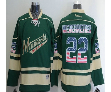 Men's Minnesota Wild #22 Nino Niederreiter Reebok Green Alternate NHL USA Flag Fashion Jersey