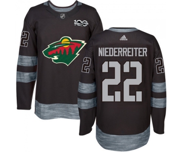 Wild #22 Nino Niederreiter Black 1917-2017 100th Anniversary Stitched NHL Jersey